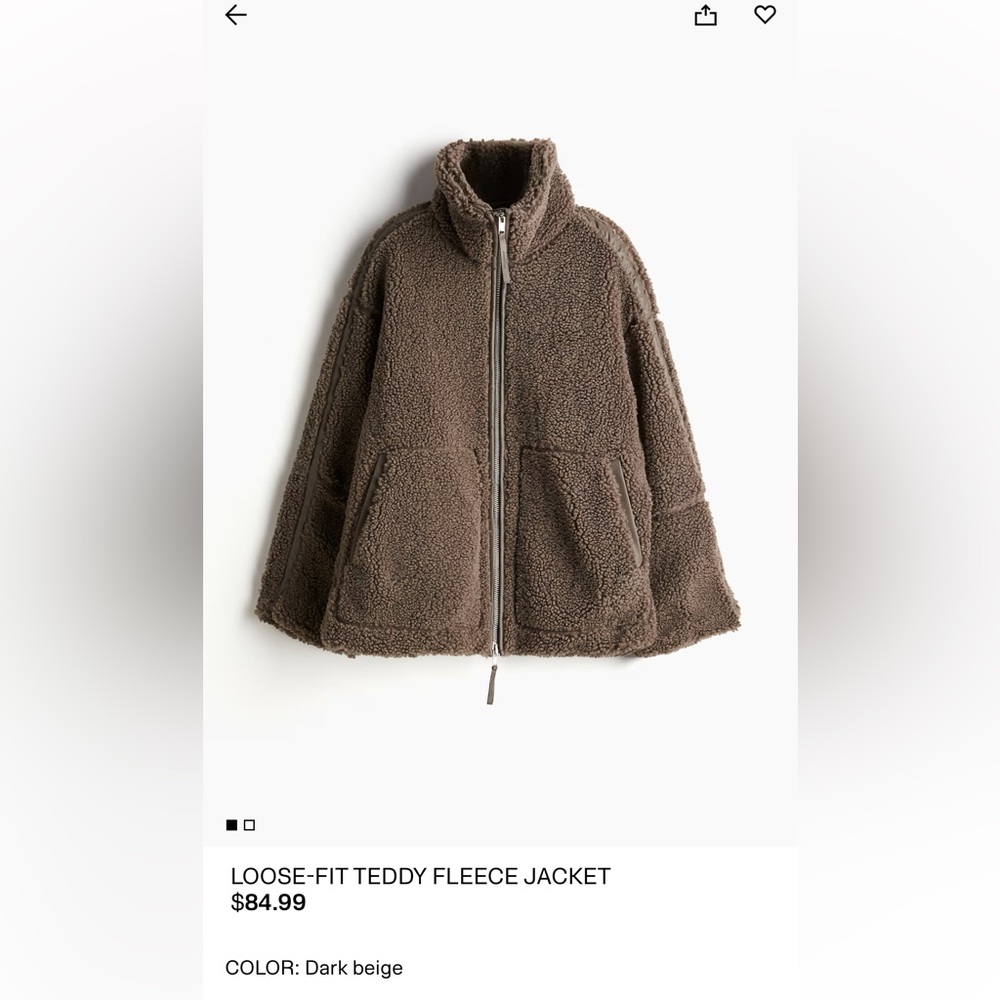 H&M Brown Teddy Fleece Jacket size xs